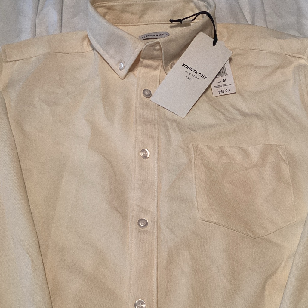 Kenneth Cole Soft Cream Button-Down Pocket Shirt